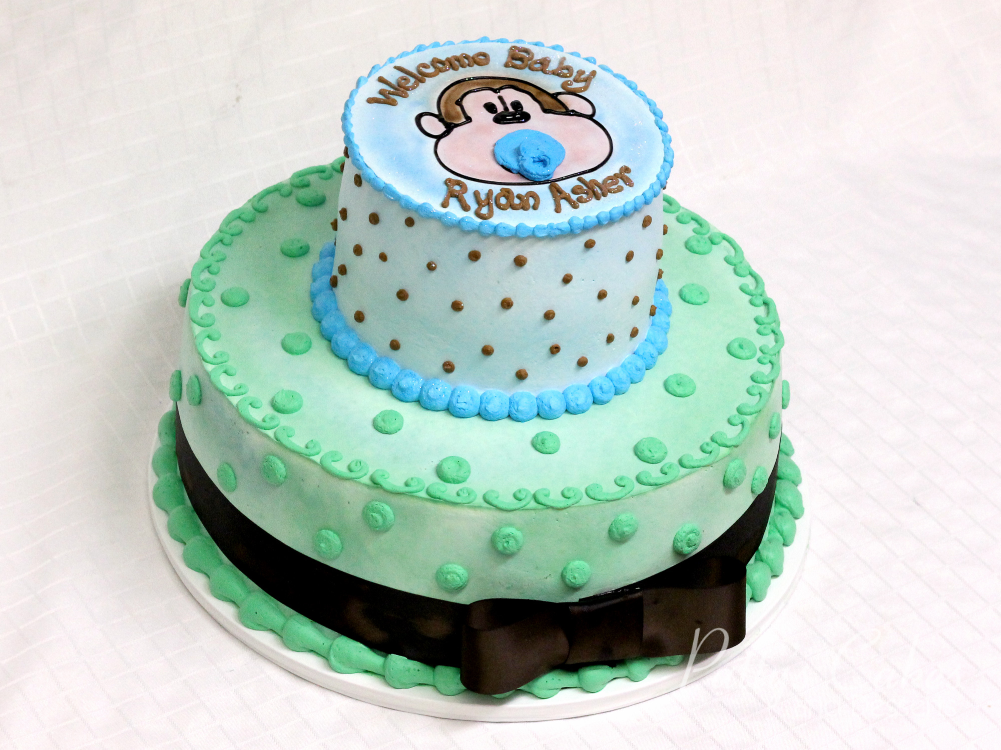 monkey-2-tier-baby-shower-cake
