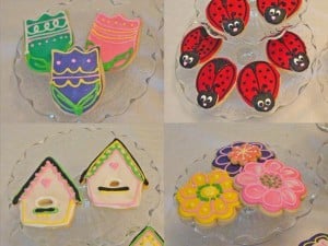 Tulip, birdhouse, lady bug, and flower custom sugar cookies