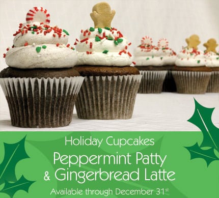 holiday cupcakes Peppermint Patty and Gingerbread Latte