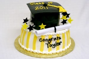Graduation Cake Black Yellow 2 tier