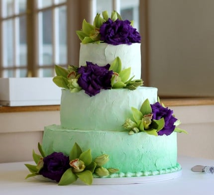 Green ombre wedding cake
