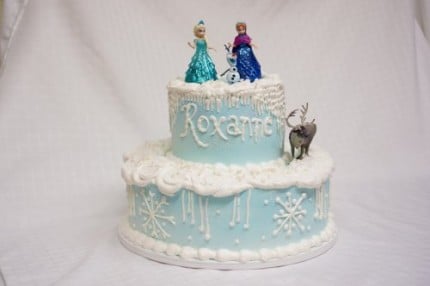 2 tier frozen themed birthday cake