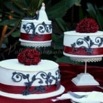 wedding-cake-red-ribbon-round-black-design