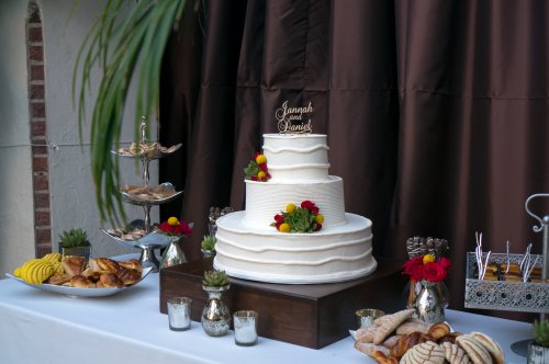 white outdoor wedding cake