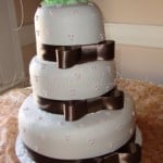 wedding cake brown ribbon