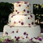 wedding cake  purple white yellow