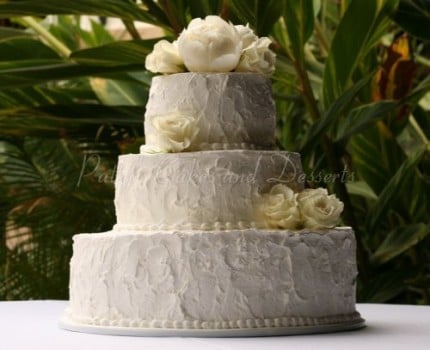 wedding cake textured white flowers