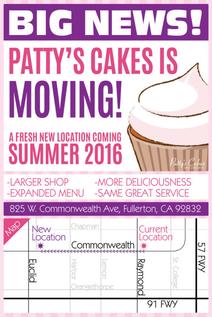 Patty's Cakes is Moving