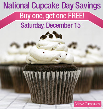 National Cupcake Day Sale, Buy one, get one free.