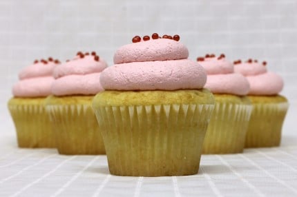 Gluten-Free White with Strawberry Mousse Cupcake