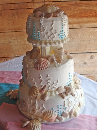 beach theme bridal cake