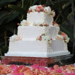 flowered square wedding cake