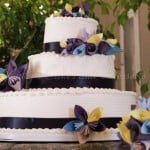 wedding cake blue ribbon textured