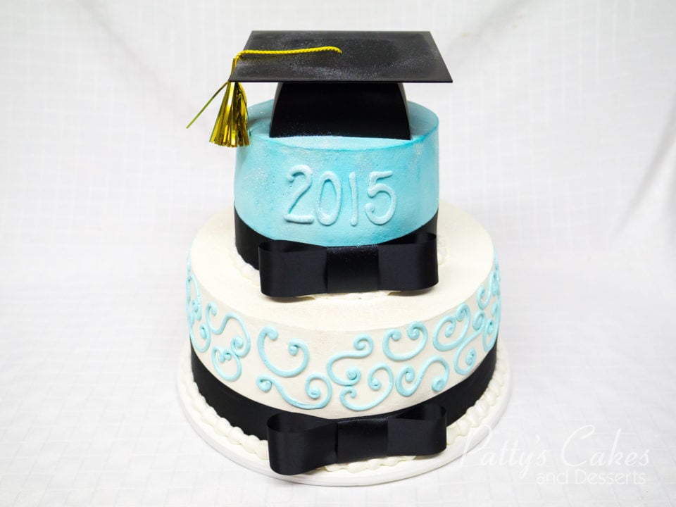 2 tier graduation cake