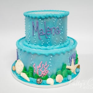 2 tier ocean beach birthday cake