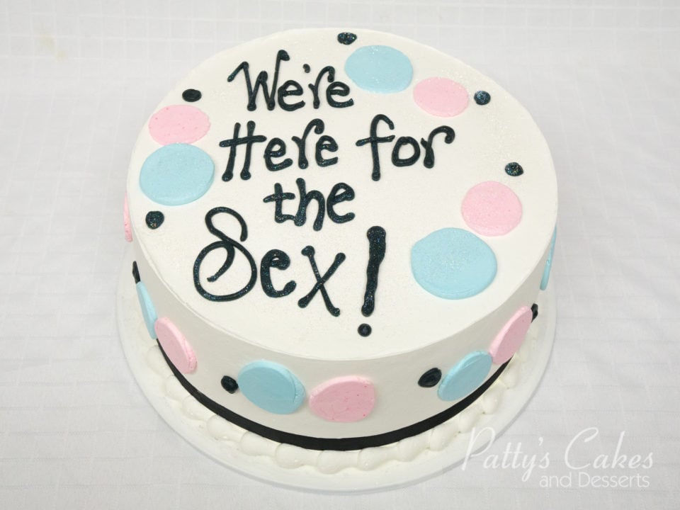 baby reveal we are here for sex cake