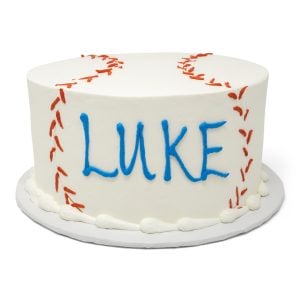 baseball cake white red blue