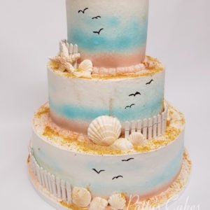 beach shell wedding cake
