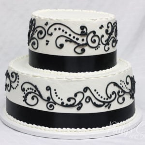 black white anniversary cake