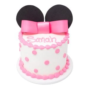 mouse ears cake pink white dots