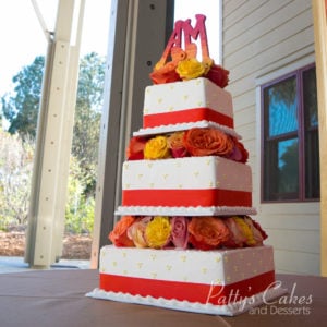 outdoor arboretum wedding cake