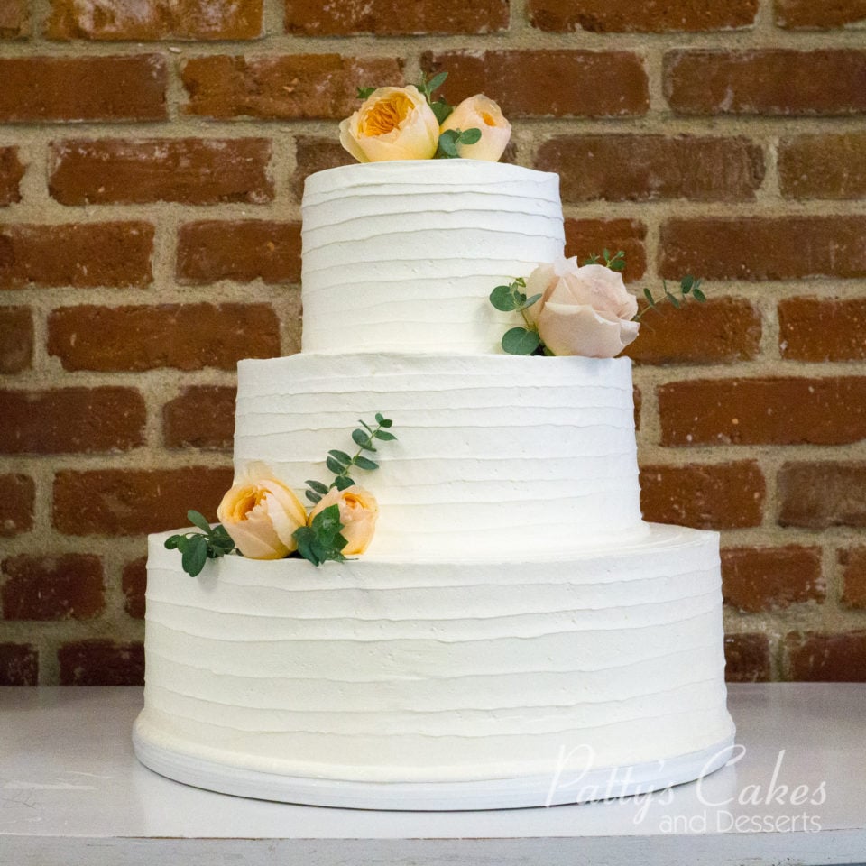 simple texture white wedding cake