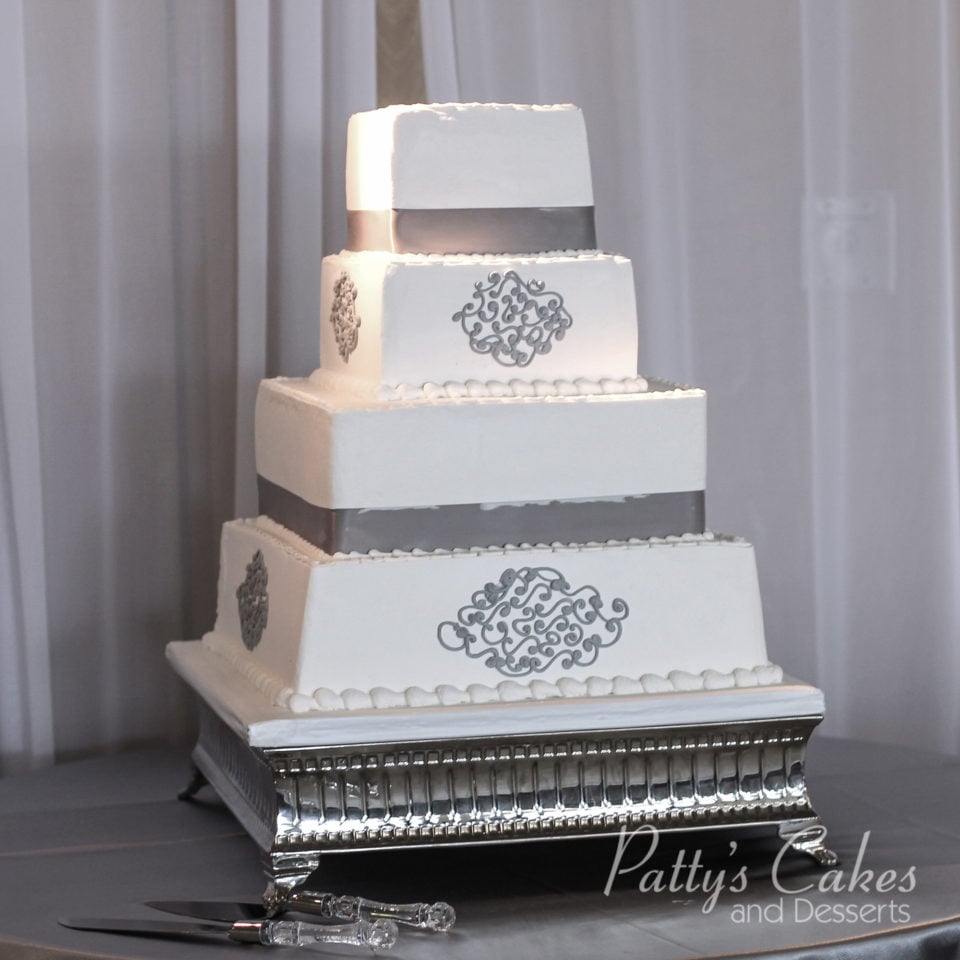 square gray wedding cake