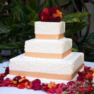 square ribbon wedding cake