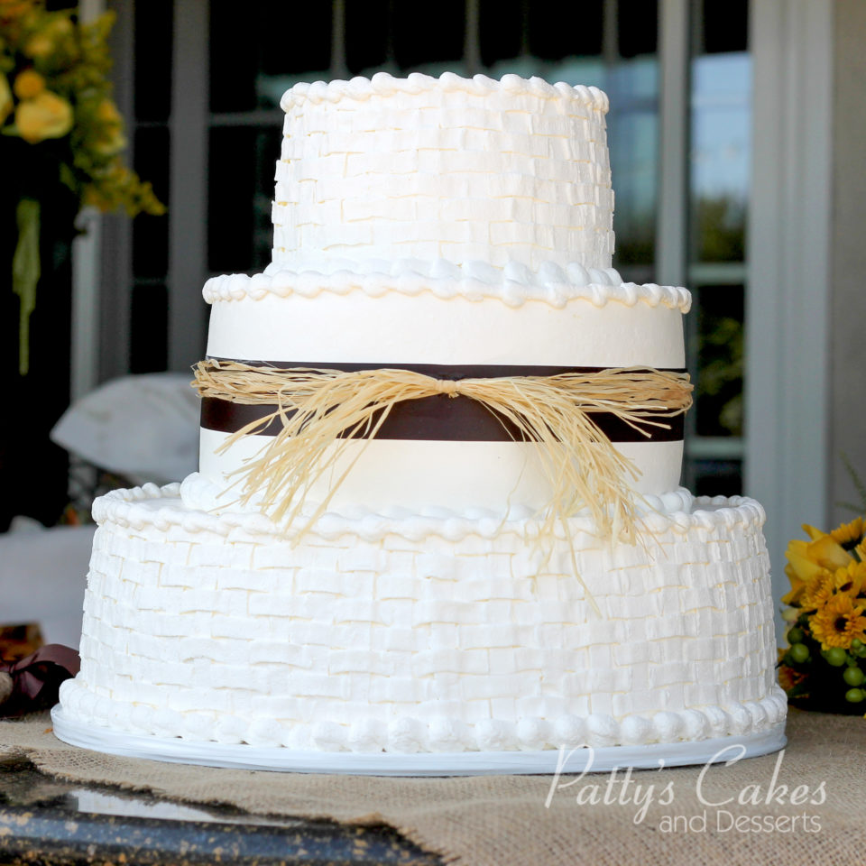 wedding cake 3 tier rustic brown basket round