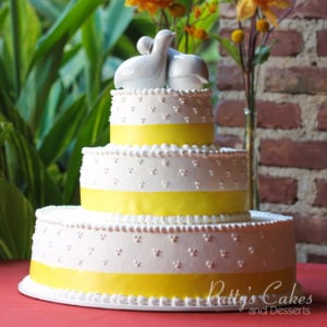 wedding cake yellow ribbon yellow round
