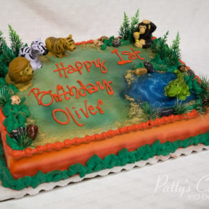 zoo themed birthday cake
