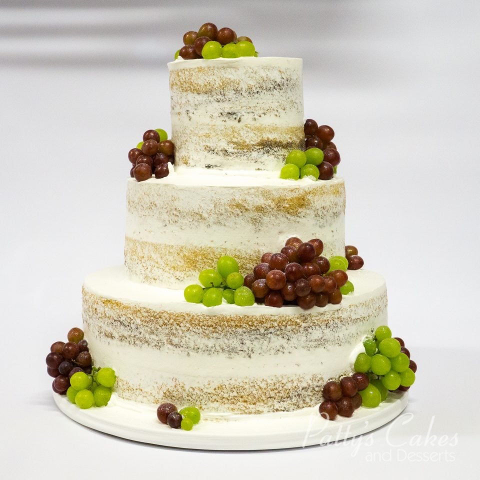 naked wedding cake grapes
