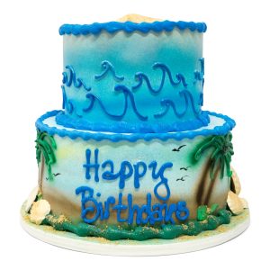 island beach theme 2 tier birthday cake