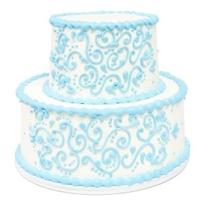 2 tier light blue birthday cake