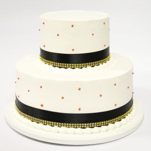 black gold red 2 tier cake