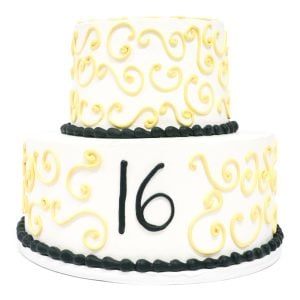 black gold 16th birthday cake