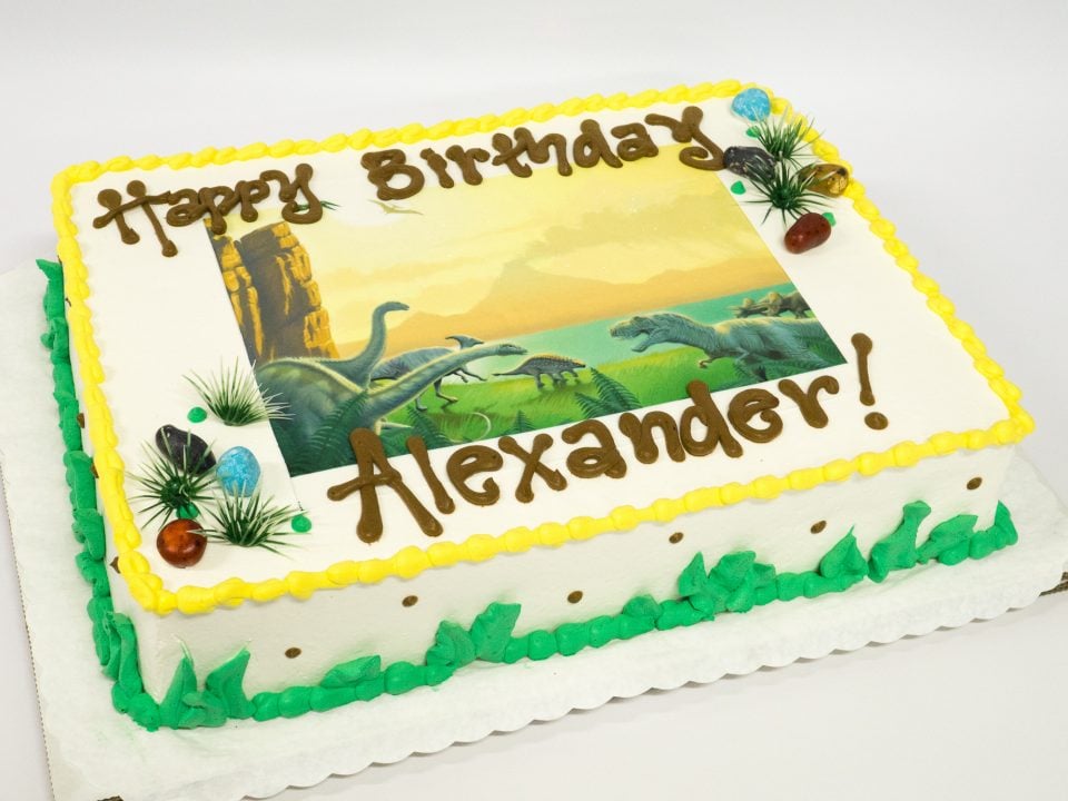 Photo of a dinosaur sheet birthday cake - Patty's Cakes and Desserts