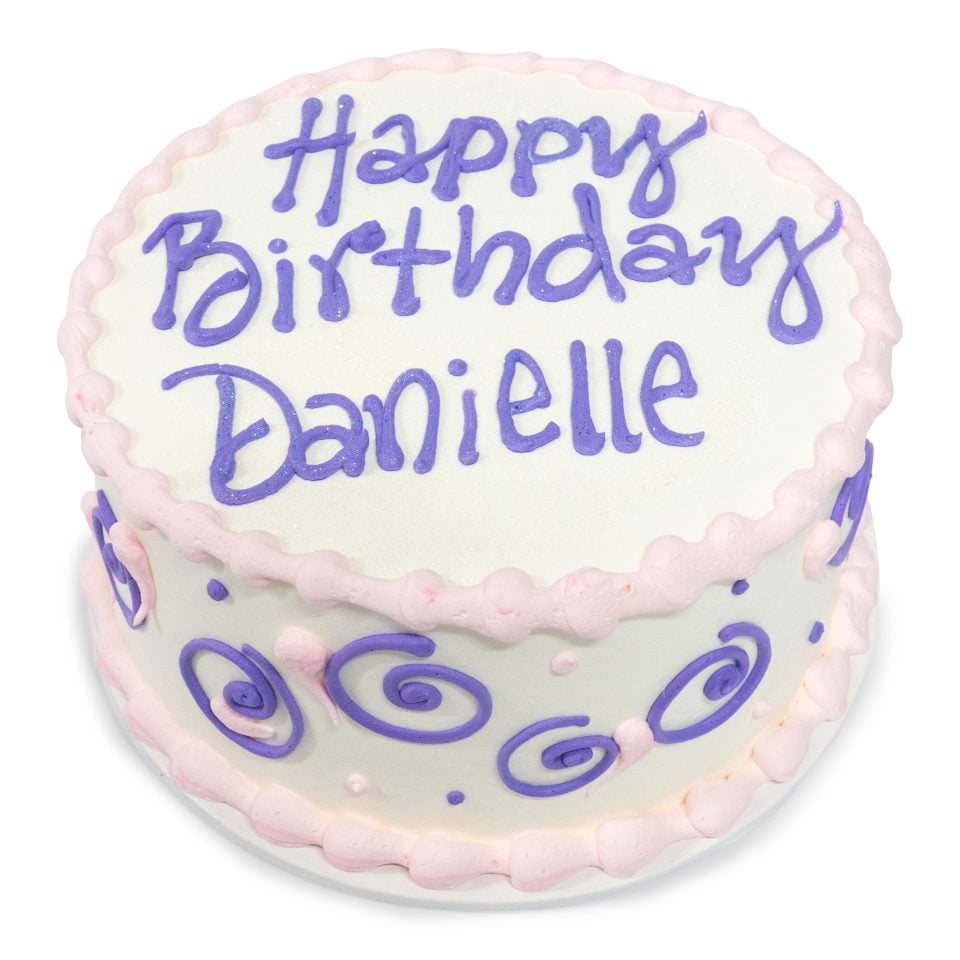pink purple round birthday cake