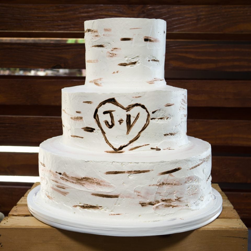 rustic tree bark wedding cake