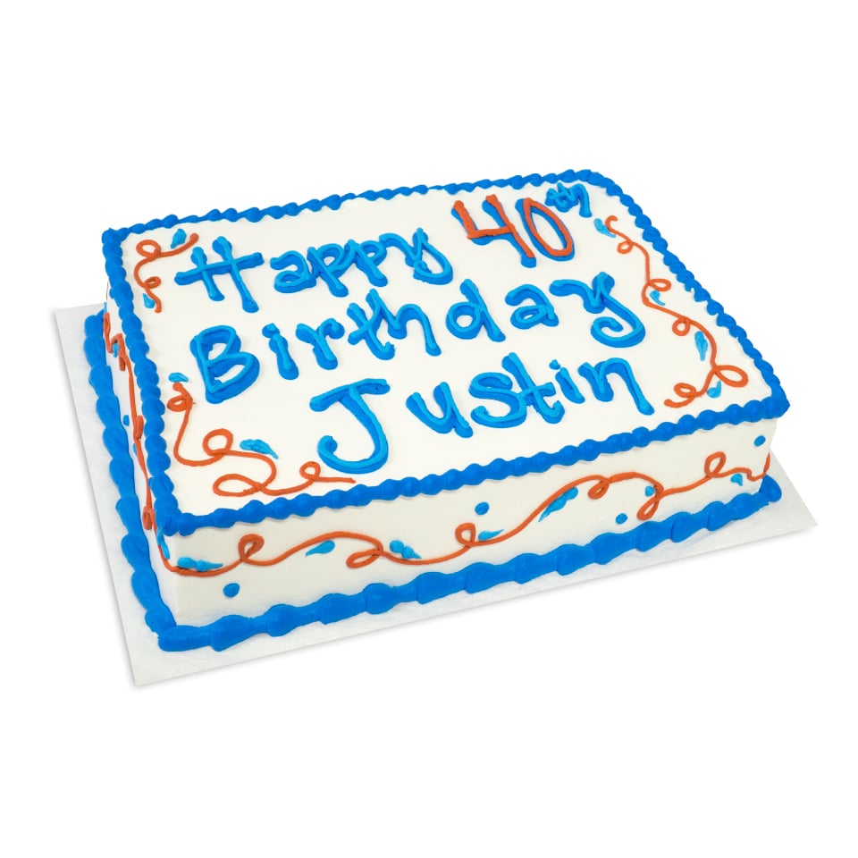 blue red 40th birthday sheet cake