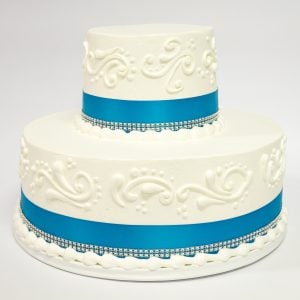 white blue 2 tier cake