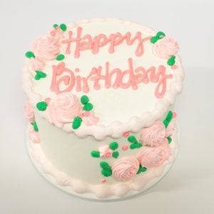 pink rose birthday cake