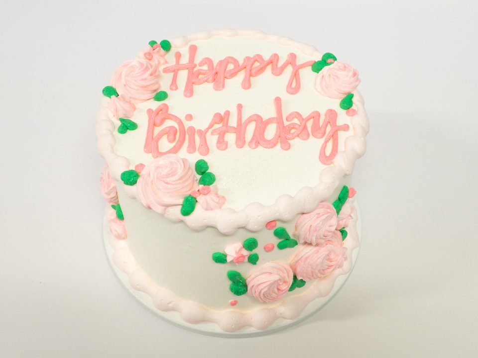 pink rose birthday cake