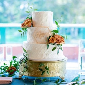 angle artsy rustic wedding cake