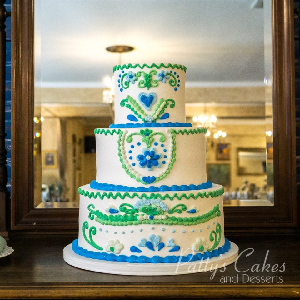 green blue wedding cake
