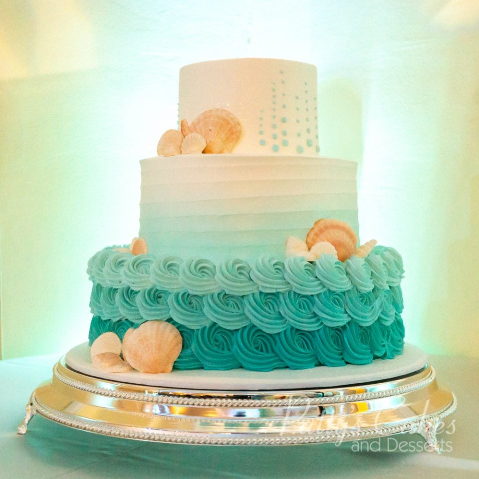 ombre rosette 3 tier cake