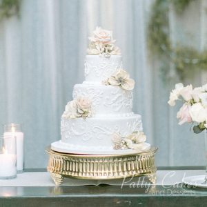 simple white wedding cake ivory flowers