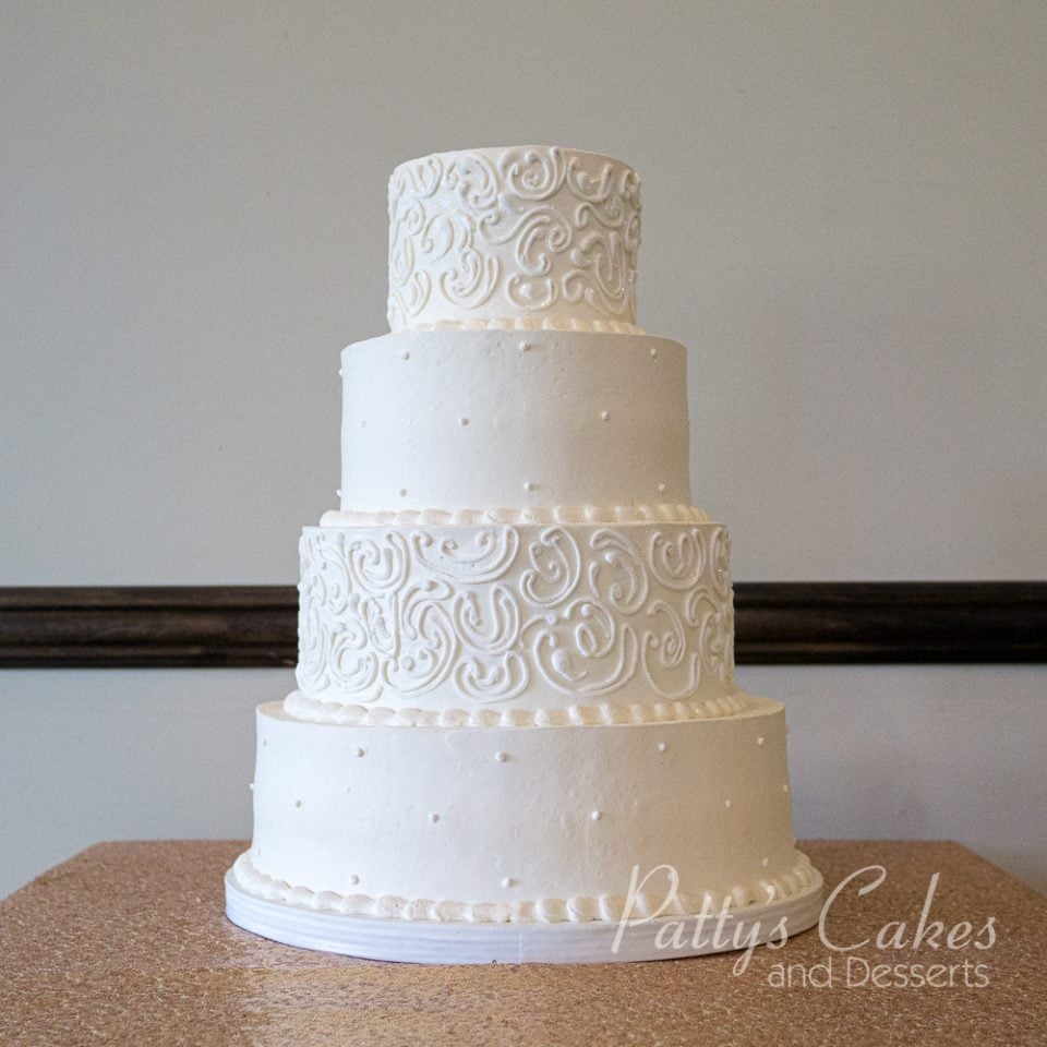 white detail wedding cake