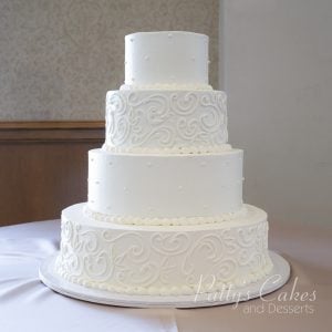 4 tier white wedding cake simple 1