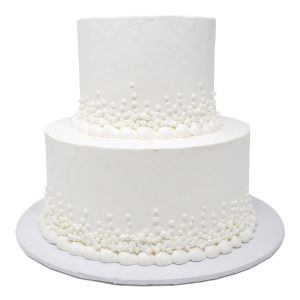 2 tier cake white lots of dots scaled